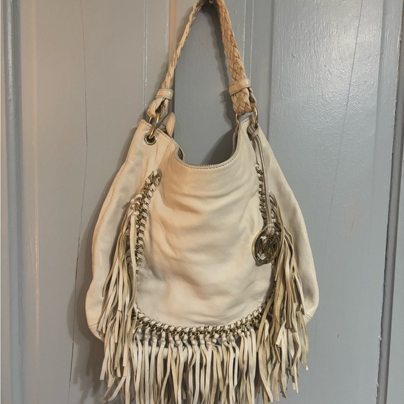 Michael Kors Beige Fringe Hobo Bag - Picture 1 of 5